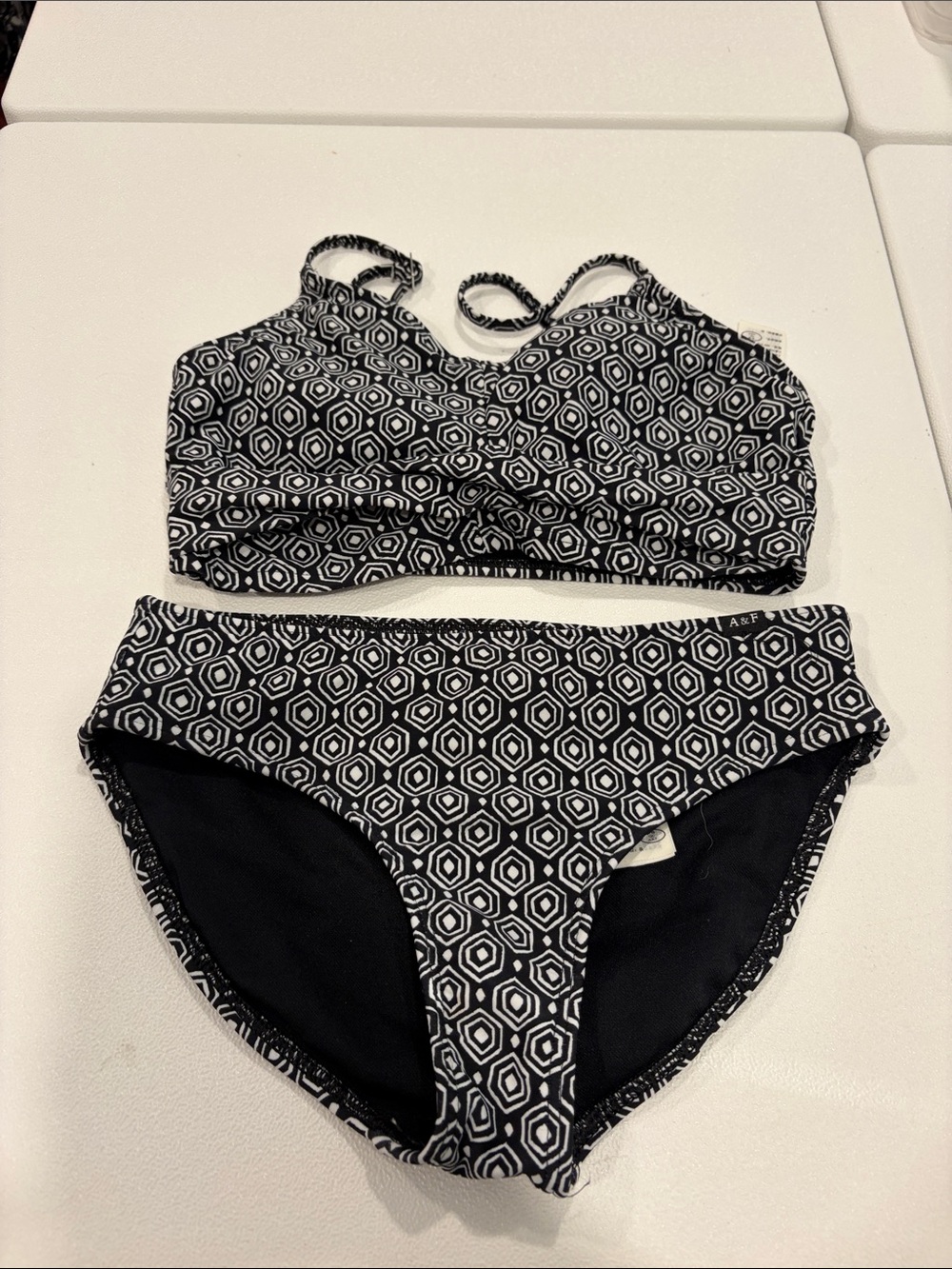 abercrombie kids Black and White Geometric Bikini Set